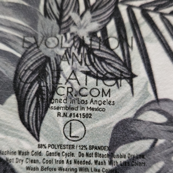 Evolution & Creation Tropical Leaf Print Leggings Size L - Picture 6 of 7